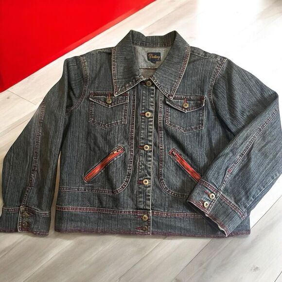 Destiny Women's Denim Jacket Red Stitching Plus Size‎ 1X - Picture 1 of 9